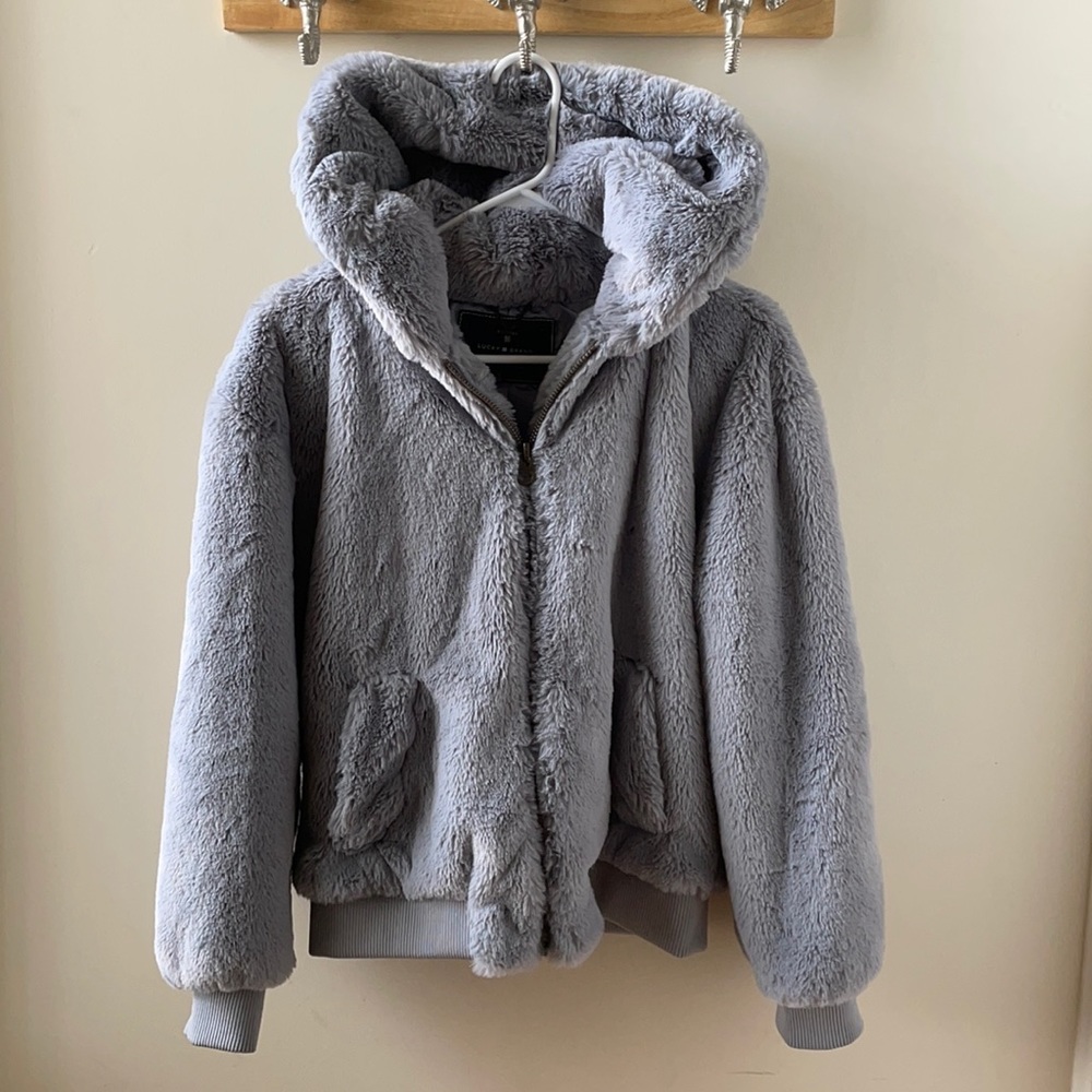 Small Lucky Brand fuzzy teddy jacket